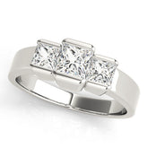 White gold Three Stone Princess Cut Channel Set Diamond Ring