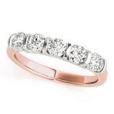 Rose gold Five-Stone Round Diamond Half-Eternity Bar-Set Ring