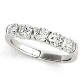 Platinum Five-Stone Round Diamond Half-Eternity Bar-Set Ring
