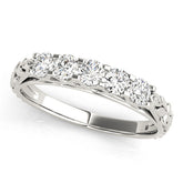 Silver Five-Stone Round Cut Diamond Prong-Set Silver Band