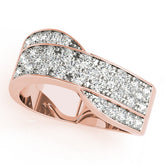 Rose gold Pavé Round Diamond Crossover Band with Bead Prong Setting