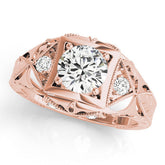 Rose gold Milgrain Bezel Round-Cut Filigree Engagement Ring