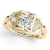 Yellow gold Milgrain Bezel Round-Cut Filigree Engagement Ring