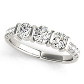 Platinum Round Brilliant Trilogy Channel Set Diamond Ring with Bar Prongs