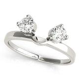 Platinum Round Cut Dual Diamond Open Band with Prong Setting