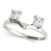 Silver Princess-Cut Dual Stone Open Band with Four-Prong Setting