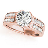 Rose gold Round Brilliant Diamond Channel Set Wide Band Ring with Bezel Setting