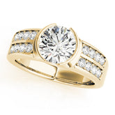 Yellow gold Round Brilliant Diamond Channel Set Wide Band Ring with Bezel Setting