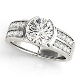 White gold Round Brilliant Diamond Channel Set Wide Band Ring with Bezel Setting