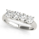 Silver Four-Stone Round Diamond Prong-Set Silver Band