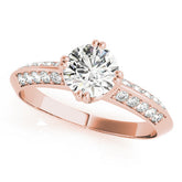 Rose gold Round Brilliant Split Shank Pave Diamond Engagement Ring with Four-Prong Setting