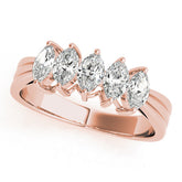 Rose gold Five-Stone Marquise Diamond Split Shank Ring with Shared Prong Setting