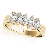 Yellow gold Five-Stone Marquise Diamond Split Shank Ring with Shared Prong Setting