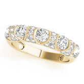 Yellow gold Round Cut Milgrain Diamond Half Eternity Band with Pave Setting