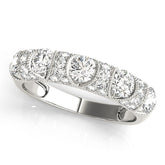 White gold Round Cut Milgrain Diamond Half Eternity Band with Pave Setting