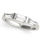 Silver Three-Stone Baguette Cut Channel Set Diamond Band