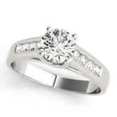 Platinum Round Brilliant Channel-Set Solitaire Ring with Four-Prong Setting