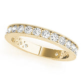 Yellow gold Round Diamond Milgrain Channel Set Eternity Band