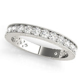 Silver Round Diamond Milgrain Channel Set Eternity Band