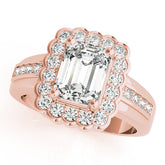 Rose gold Oval Cut Halo Pave Band Four-Prong Ring