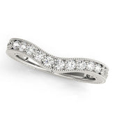 Platinum Milgrain Round Diamond Curved Eternity Band with Pavé Setting