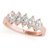 Rose gold Five Stone Marquise Diamond Prong Set White Gold Band