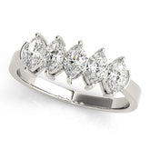 White gold Five Stone Marquise Diamond Prong Set White Gold Band