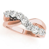 Rose gold Round Brilliant Prong Set Diamond Crossover Band