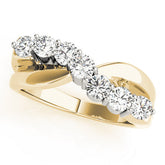 Yellow gold Round Brilliant Prong Set Diamond Crossover Band