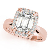 Rose gold Oval Cut Diamond Halo Engagement Ring with Split Shank and Four-Prong Setting