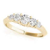 Yellow gold Five-Stone Round Brilliant Diamond Prong Set White Gold Band