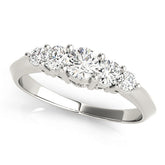 Platinum Five-Stone Round Brilliant Diamond Prong Set White Gold Band