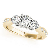 Yellow gold Three-Stone Round Diamond Channel Set Engagement Ring with Prong Setting