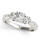 Platinum Three-Stone Round Diamond Channel Set Engagement Ring with Prong Setting