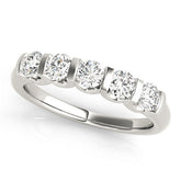 White gold Five-Stone Round Diamond Channel Set White Gold Band