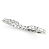 Platinum Curved Pave Round Diamond Wedding Band with Shared Prong Setting
