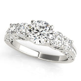 Platinum Five-Stone Round Diamond Pave Band with Prong Setting