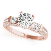Rose gold Round Brilliant Three-Stone Pave Band with Four-Prong Setting