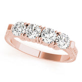 Rose gold Five-Stone Round Diamond Shared Prong Milgrain Band
