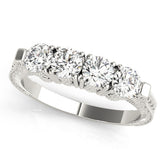 White gold Five-Stone Round Diamond Shared Prong Milgrain Band