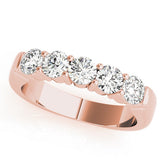Rose gold Five-Stone Round Diamond Channel Band with Prong Setting