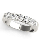 Platinum Five-Stone Round Diamond Channel Band with Prong Setting
