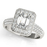 Silver Pear Cut Halo Diamond Pave Band with Four-Prong Setting