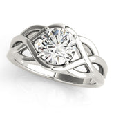 Platinum Round Solitaire Intertwined Band Prong Setting Ring