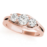 Rose gold Three-Stone Round Diamond Split Shank Prong Setting Ring