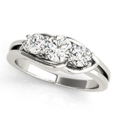 Platinum Three-Stone Round Diamond Split Shank Prong Setting Ring