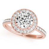 Rose gold Round Halo Diamond Pave Band with Four-Prong Setting