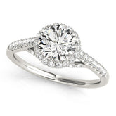 White gold Round Halo Split Shank Diamond Engagement Ring