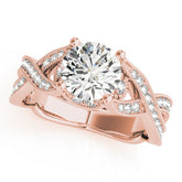 Rose gold Round Cut Diamond Twisted Band with Milgrain Pave Setting and Four-Prong Setting