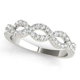 Platinum Infinity Diamond Pavé Round Stone Twist Band with Prong Setting